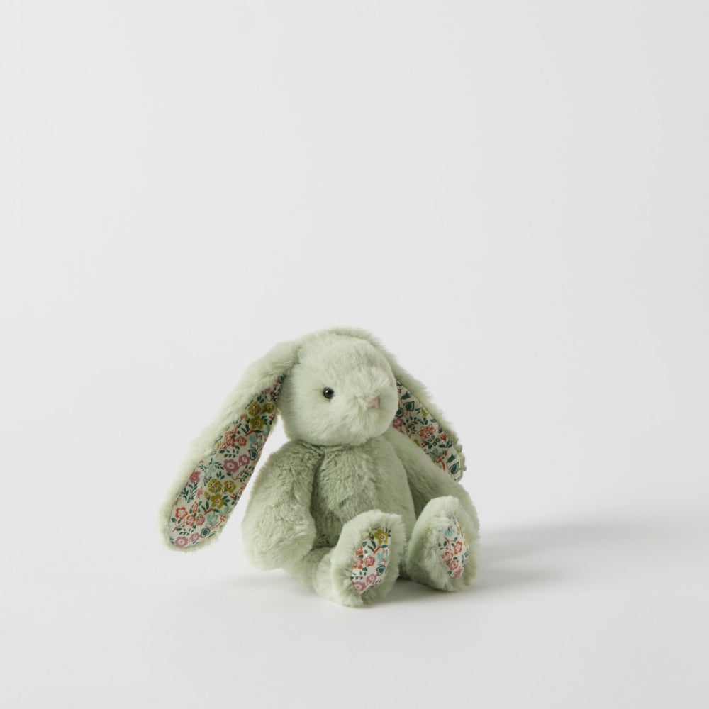 Floral Mint Bunny Rattle Small
