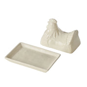 Homestead Hen Butter Dish White