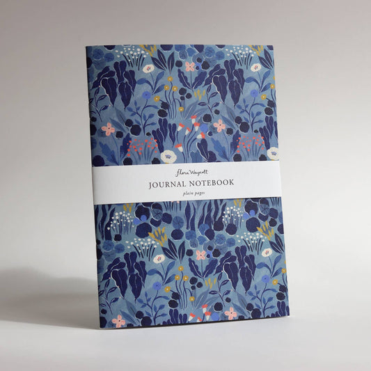 Blue Grey Floral Journal Notebook