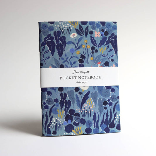 Blue Grey Floral Pocket Notebook